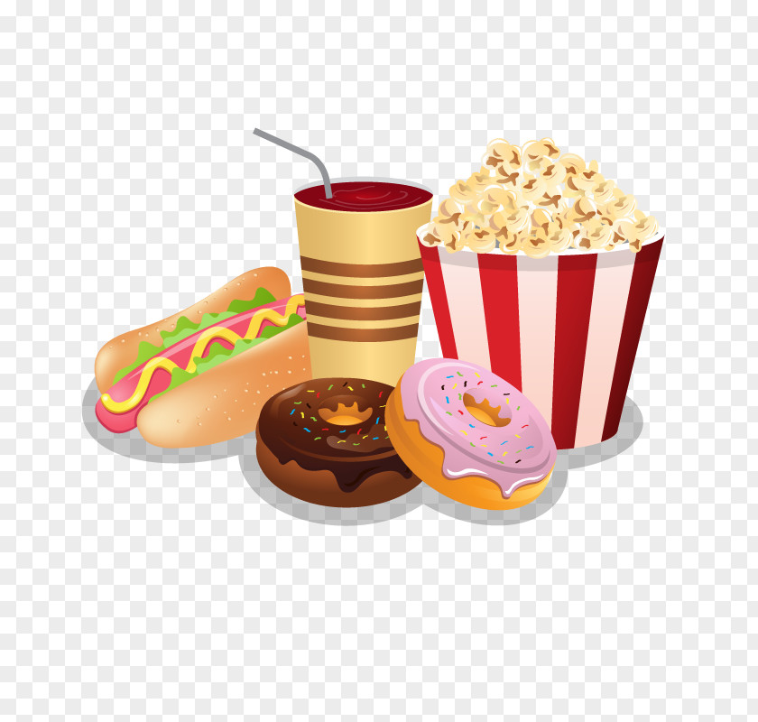 Vector Popcorn Hot Dog Fast Food Euclidean PNG