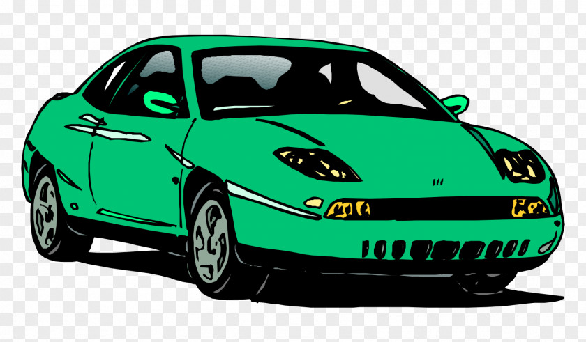 Fashion Cartoon Painted Green Sports Car Door Compact PNG