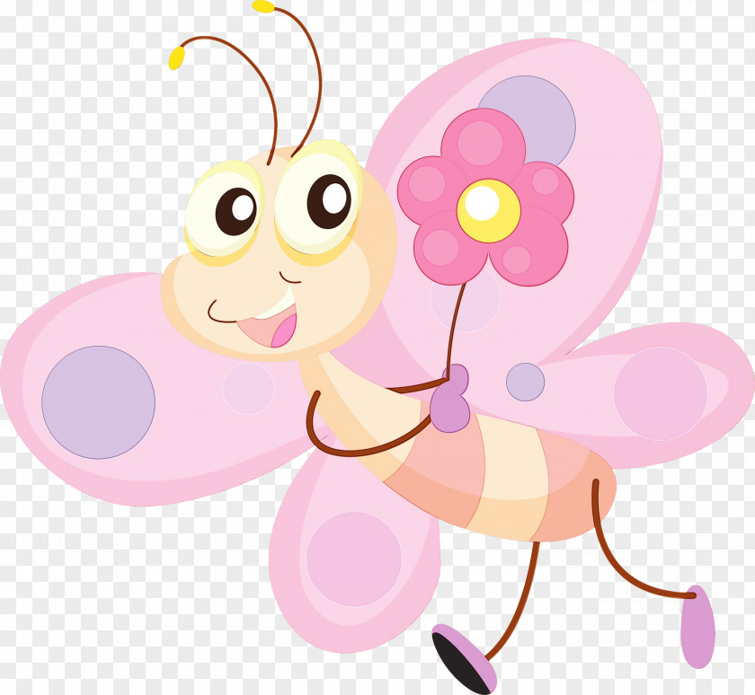 Cartoon Pink Butterfly Insect Pollinator PNG