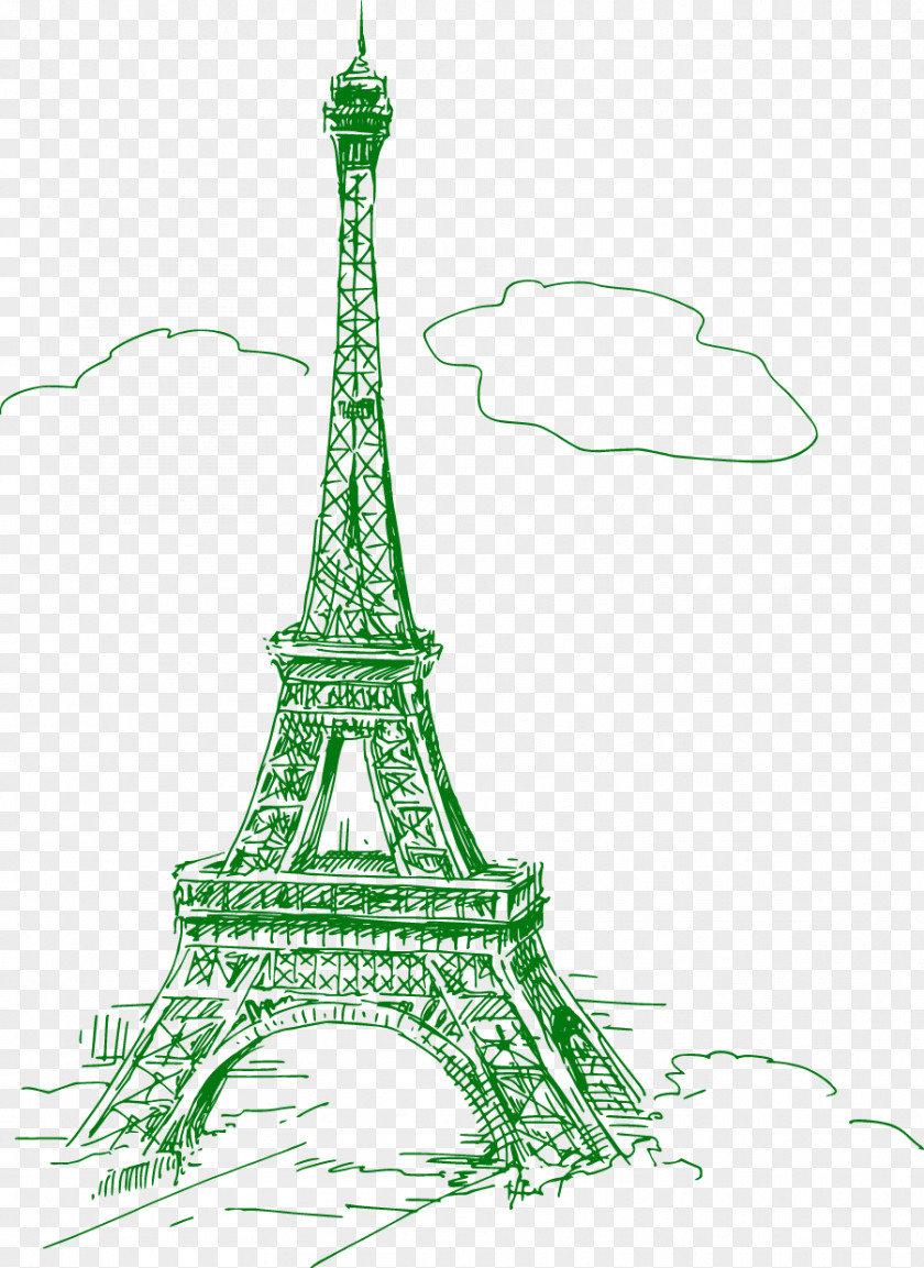 Eiffel Tower Drawing Wall Decal PNG