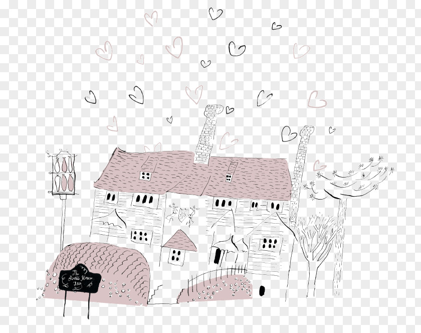 Hand Painted Bottle House Line Pattern PNG
