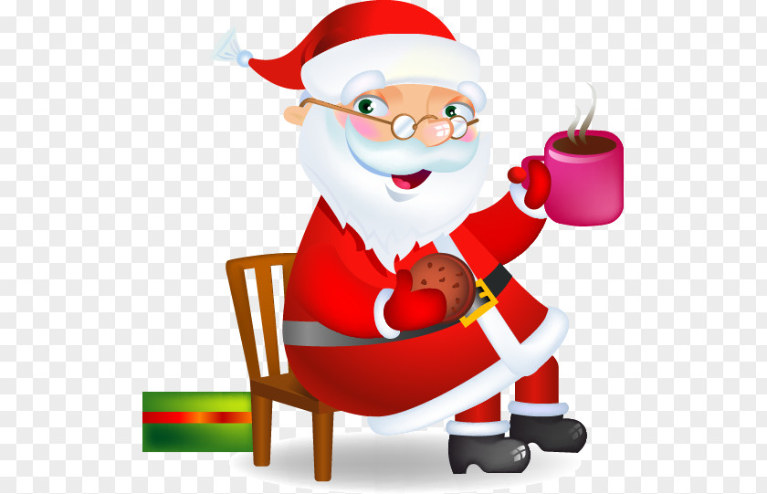 Santa Claus Coffee Biscuits Christmas And Holiday Season Illustration PNG
