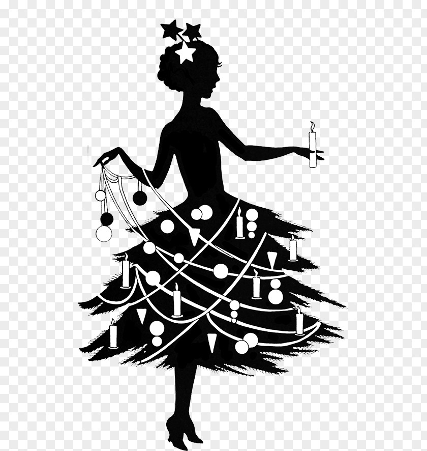 Silhouette Black And White Christmas Royalty-free Clip Art PNG