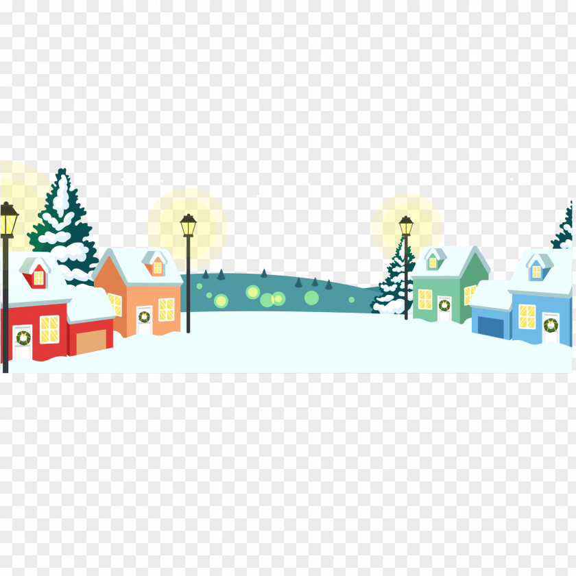 Vector Christmas Snow Village PNG
