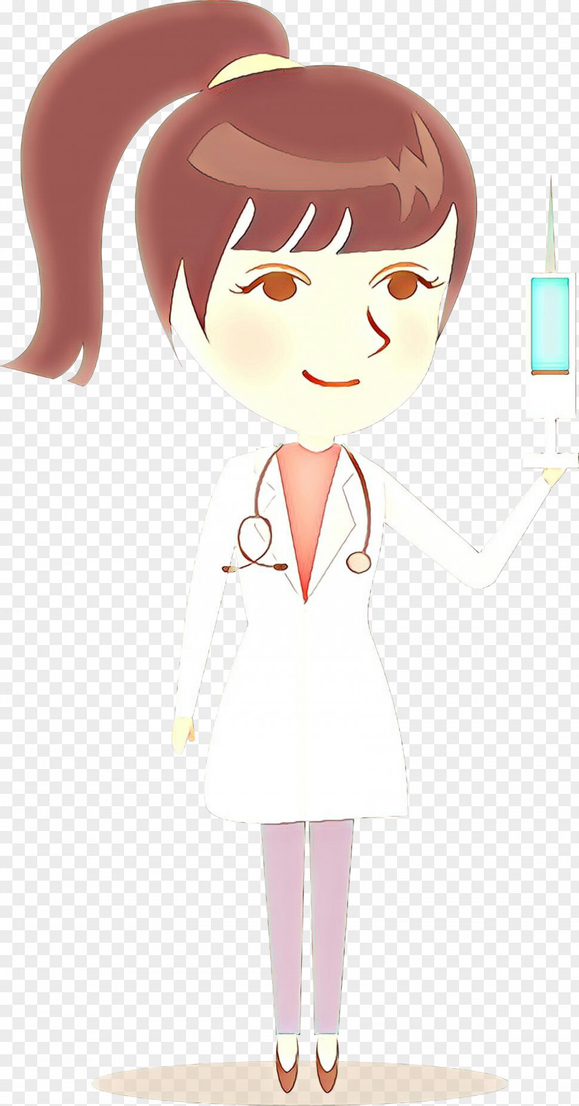 White Coat Brown Hair Cartoon Nurse Health Care Provider PNG