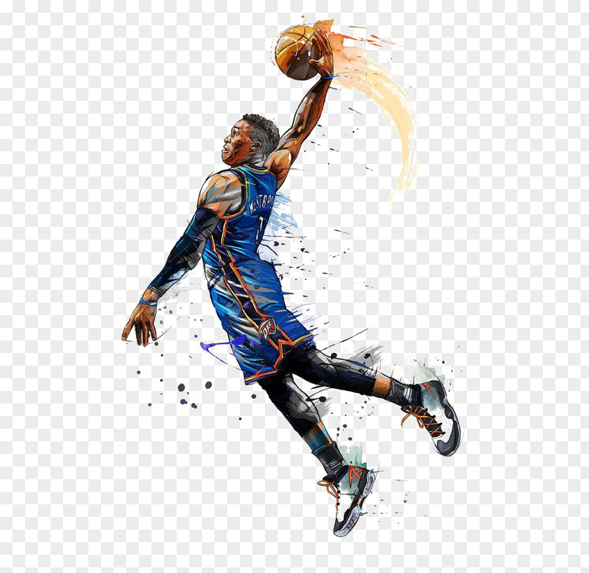 Hand-painted Basketball Player NBA All-Star Game Oklahoma City Thunder Most Valuable Award PNG