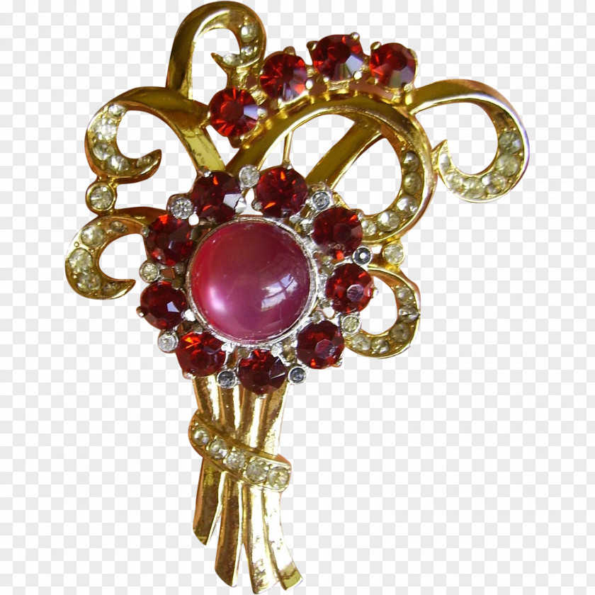 Ruby Brooch Body Jewellery PNG