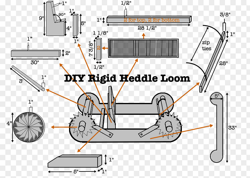 Raddle Heddle Loom Inkle Weaving Fiber Art PNG