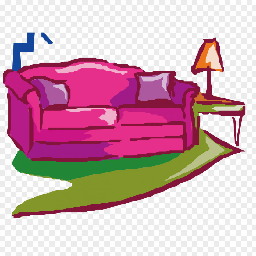 Hand-painted Fan Sofa Couch Furniture Clip Art PNG