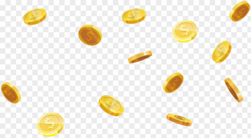 Floating Gold Coin Material Fruit Yellow Clip Art PNG