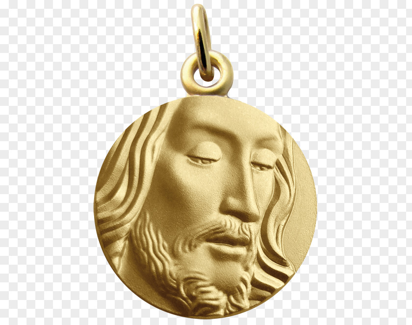 Jesus Gold Medal Locket PNG