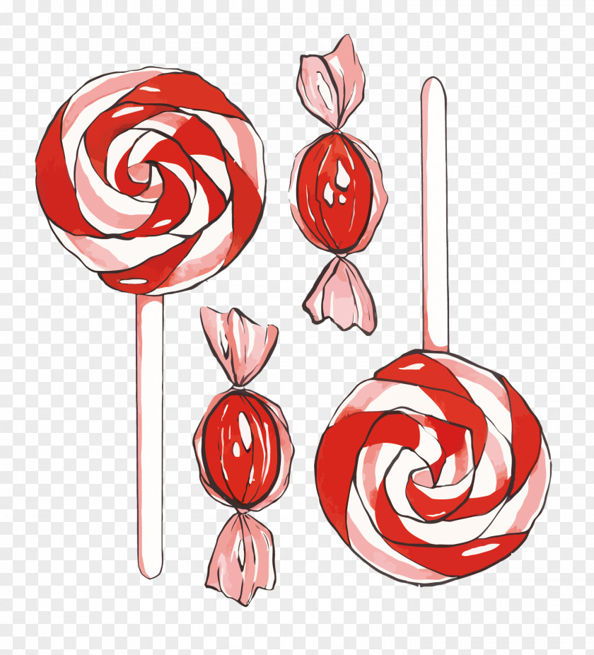 Vector Watercolor Candy Lollipop Cotton Painting PNG