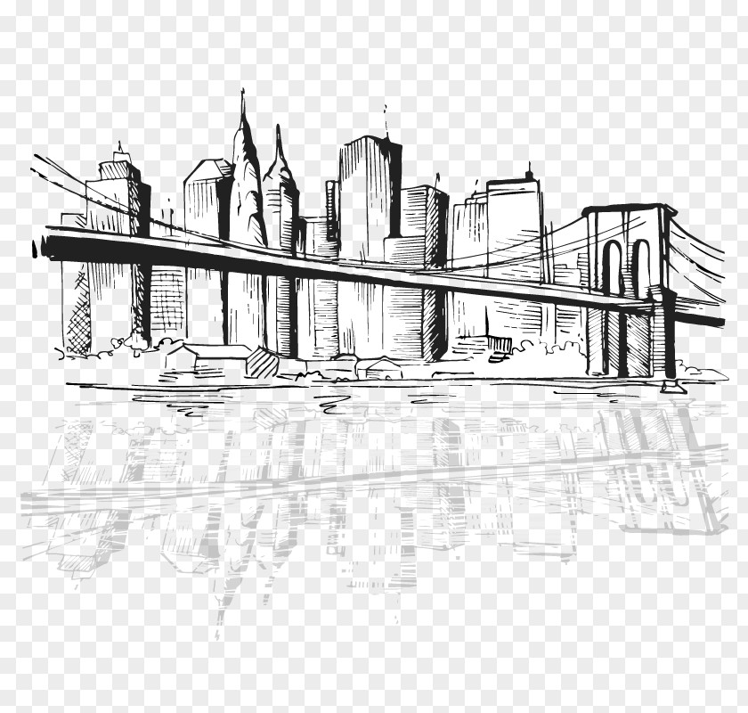 Vector Painted Bridge Mr. Locks Security Systems New York City Digital Art Drawing PNG