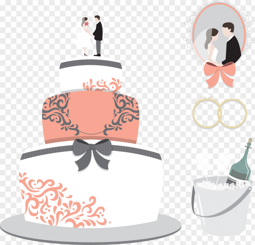 Vector Hand-painted Wedding Cake Tuscan Hall Banquet Center PNG