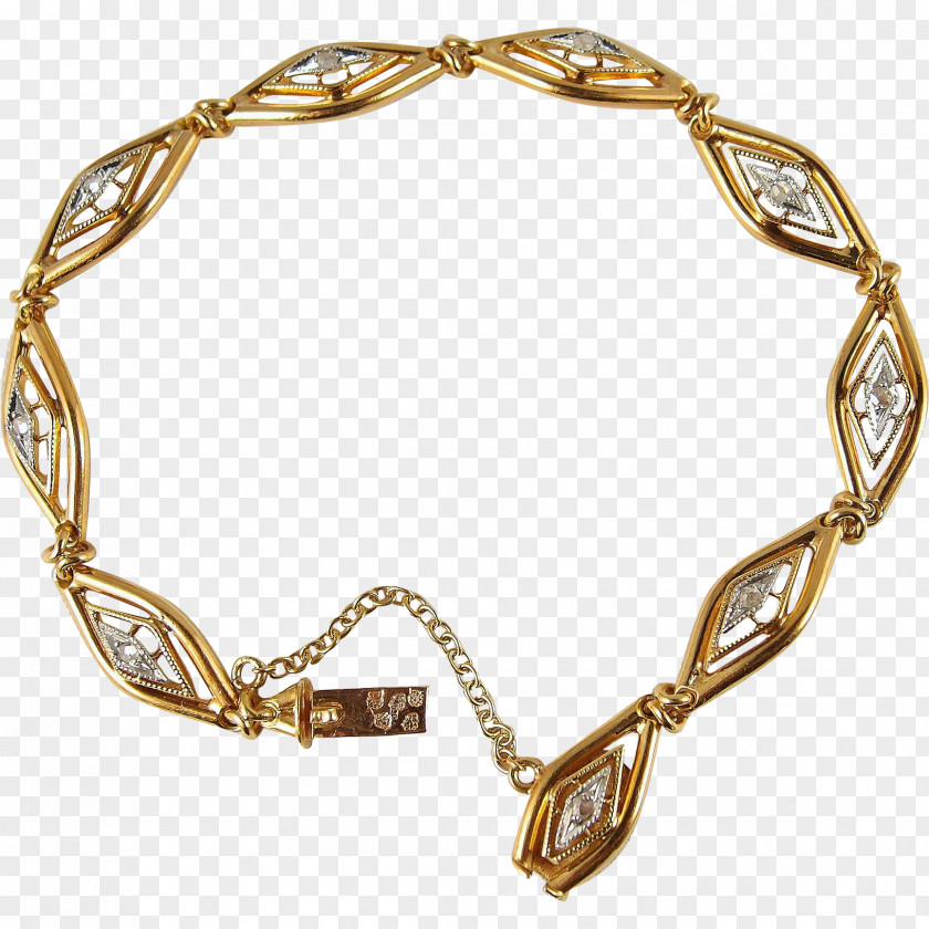 Gold Bracelet Art Nouveau Diamond Cut Antique PNG