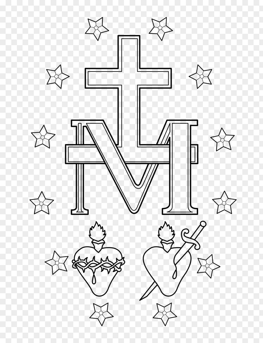 Medal Vector Miraculous Coloring Book Immaculate Conception Heart Of Mary PNG