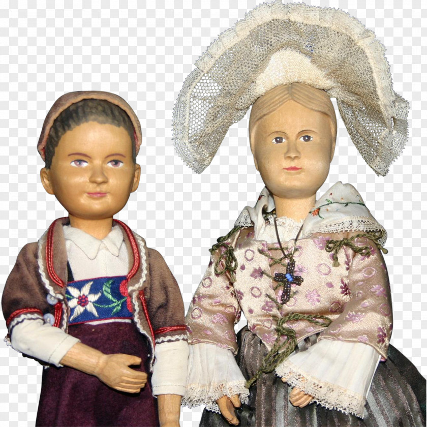 Antique Carved Exquisite Toddler Doll PNG