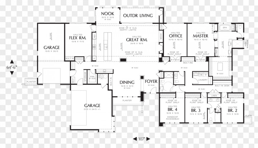 Modern Home Architectural Sketch Ranch-style House Plan Floor PNG