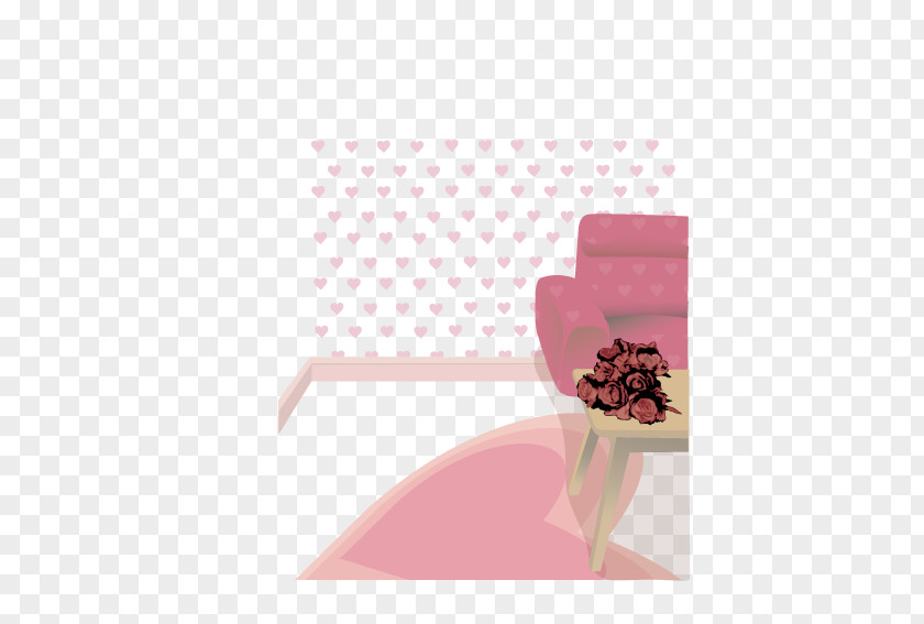 Rose Put On The Table Cartoon Illustration PNG