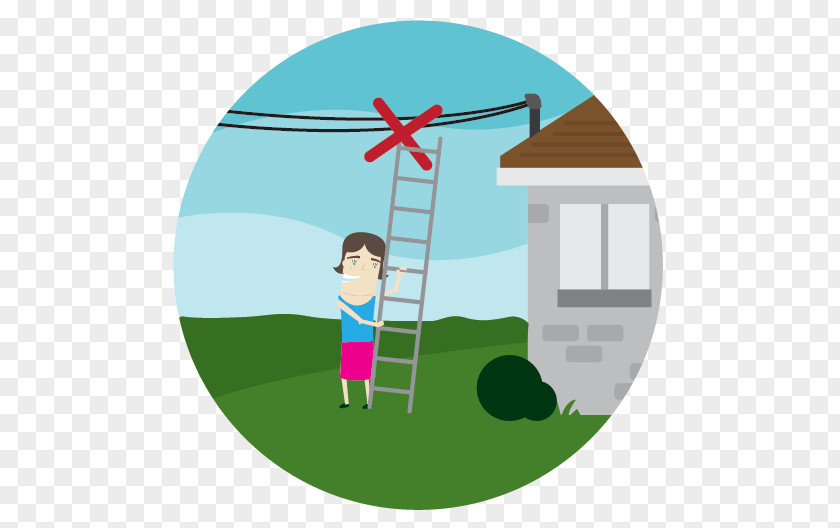 Cartoon Ladder Overhead Power Line Electricity Wire Utility Pole Electric PNG