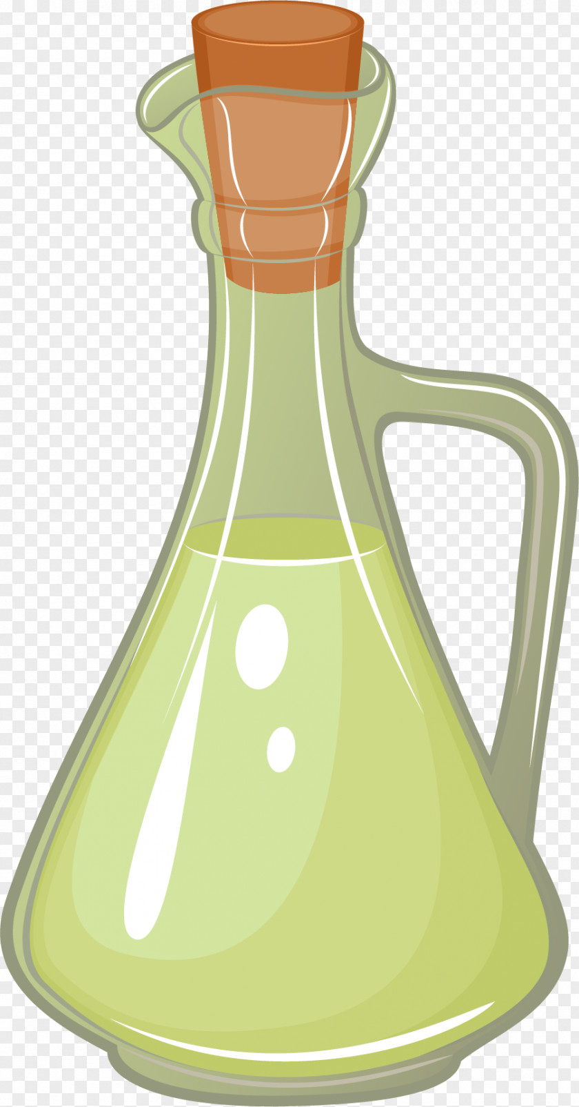 Vector Painted Olive Oil Glass Bottle PNG