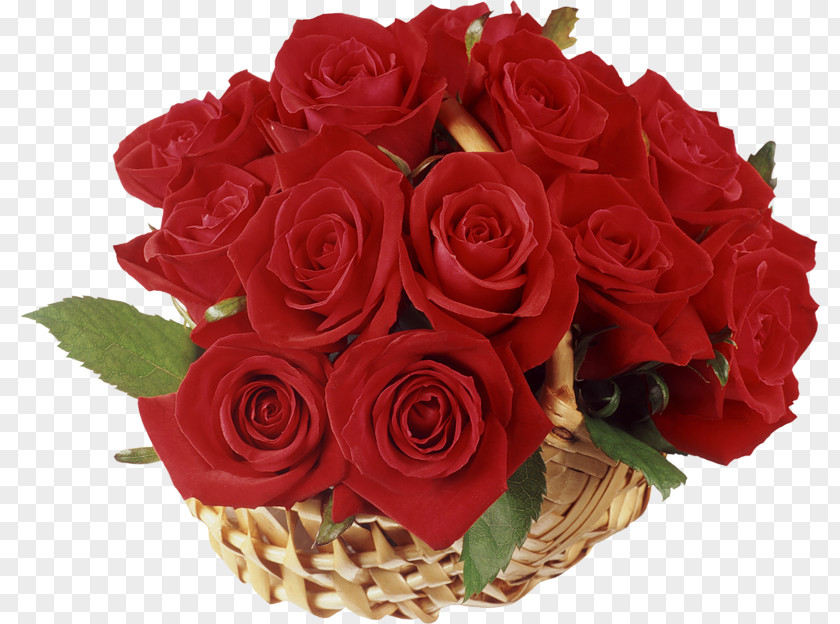 Red Rose Bouquet Flower Floristry Basket PNG