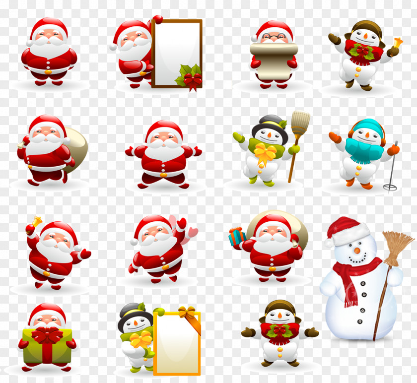 Santa Claus And Snowman Various Christmas Ornament Clip Art PNG
