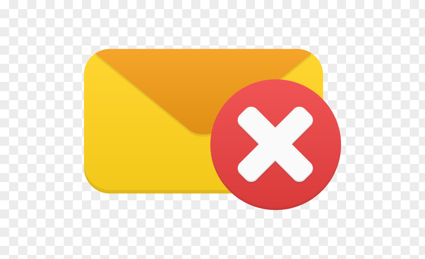 Email Delete Symbol Yellow Orange PNG