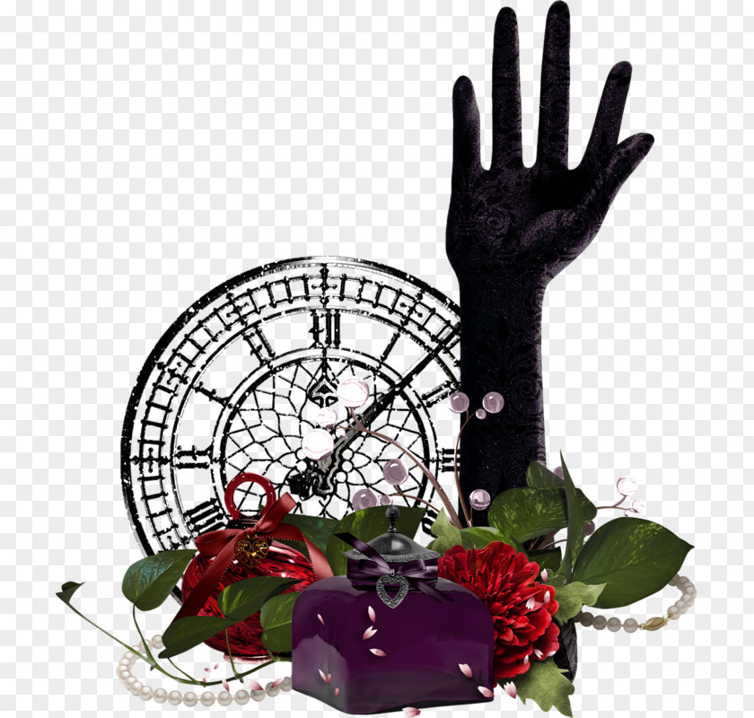 Clock Hands Image Floral Design Cartoon PNG