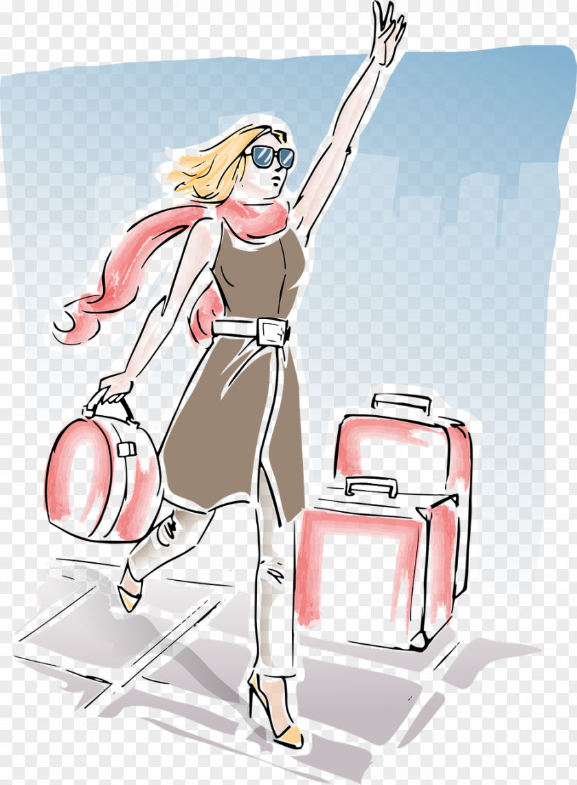 Luggage Travel Suitcase Woman PNG
