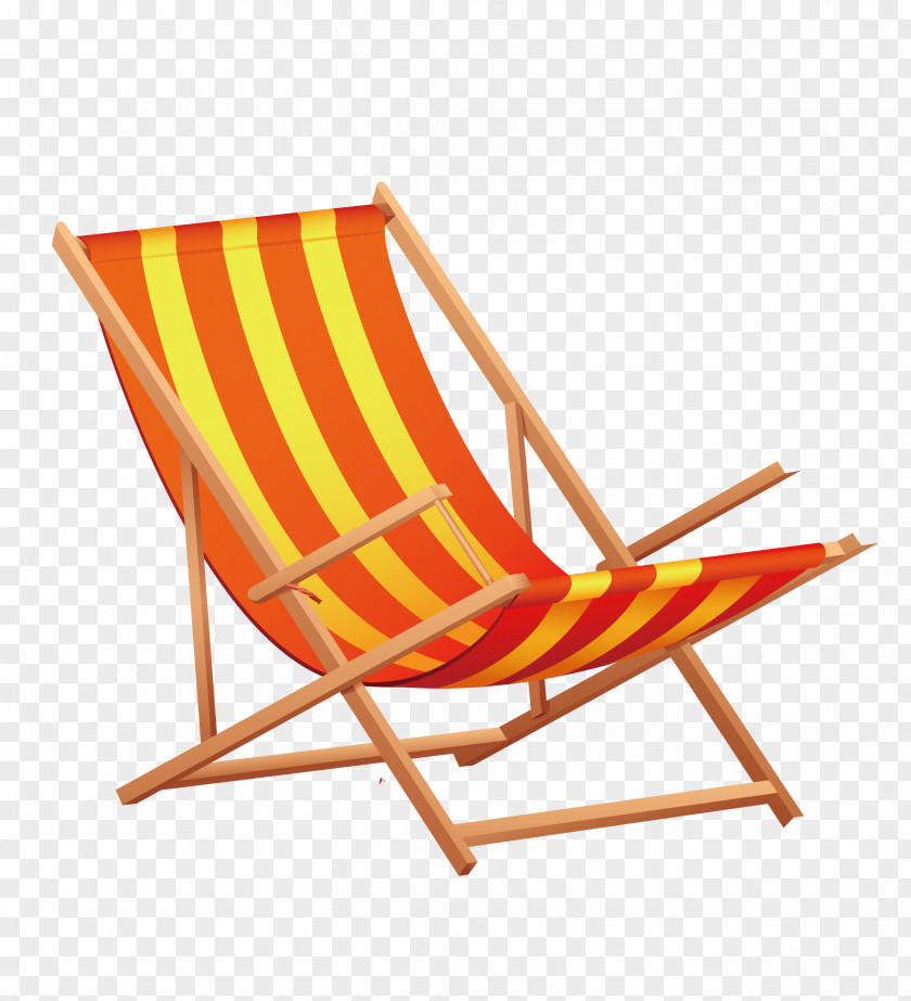 Red And Yellow Beach Loungers Umbrella Chair Clip Art PNG