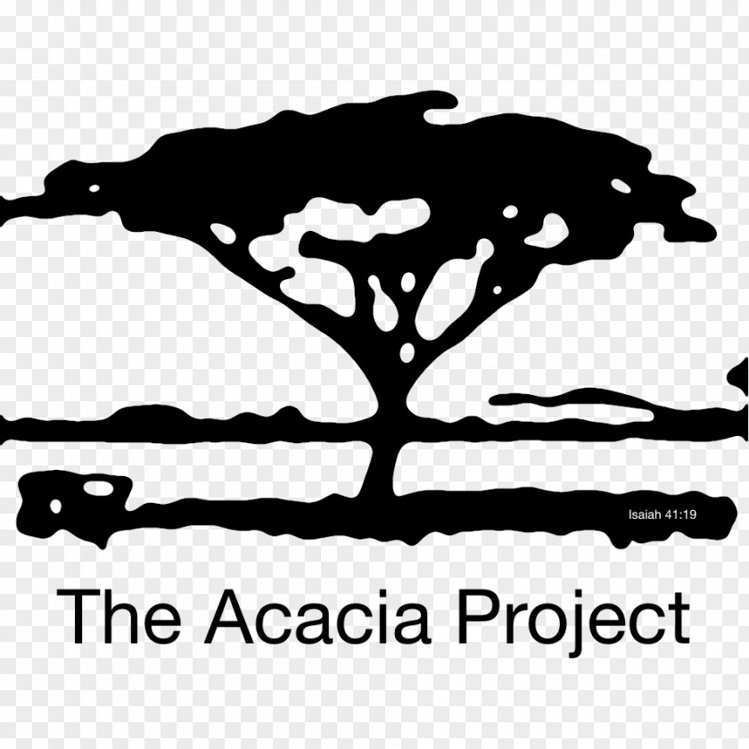 Acacia Silhouette Tree Logo Art Painting PNG