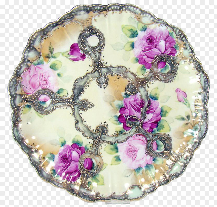 Hand-painted Floral Porcelain Tableware Plate Platter Charger PNG
