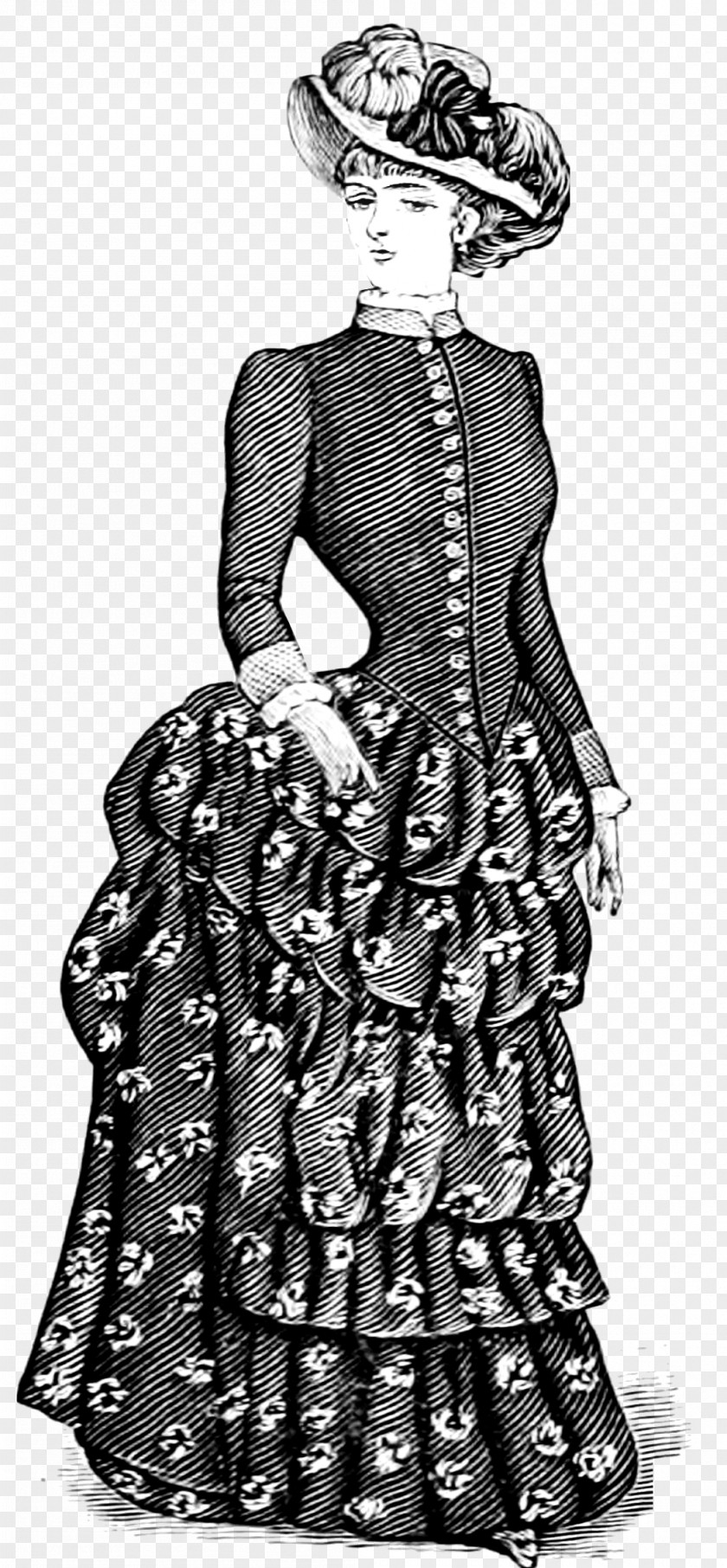 Ladies Dress Vintage Clothing Drawing PNG