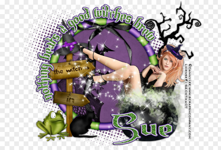 Witches Brew Cartoon Text Purple Convite PNG