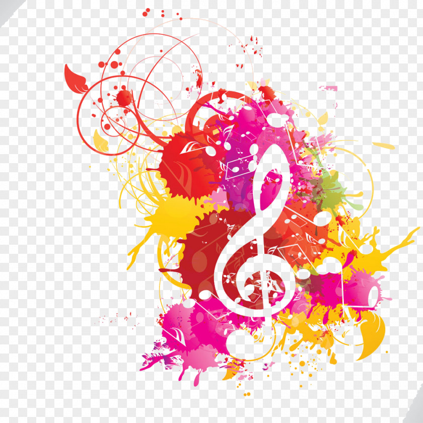 Watercolor Splash Musical Symbol Note Painting Notation PNG