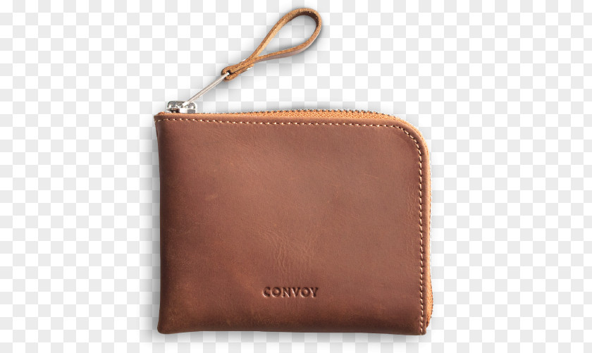 Wallet Coin Purse Brown Leather Caramel Color PNG