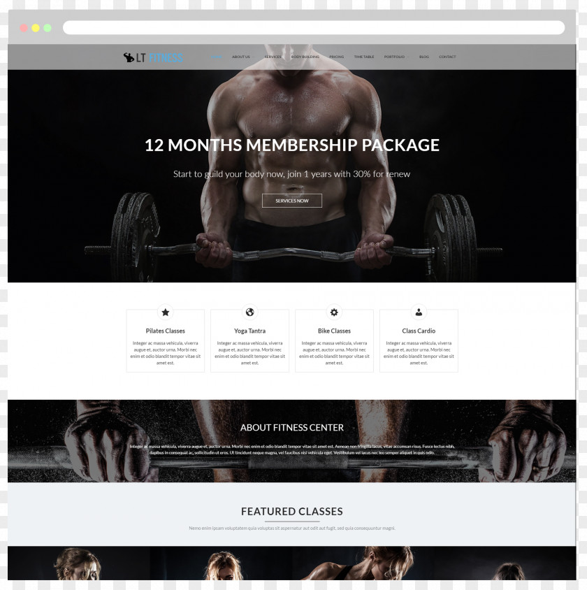 WordPress Theme Fitness Centre Responsive Web Design PNG