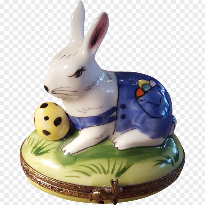 Hand-painted Rabbit Limoges Box Easter Bunny Porcelain PNG