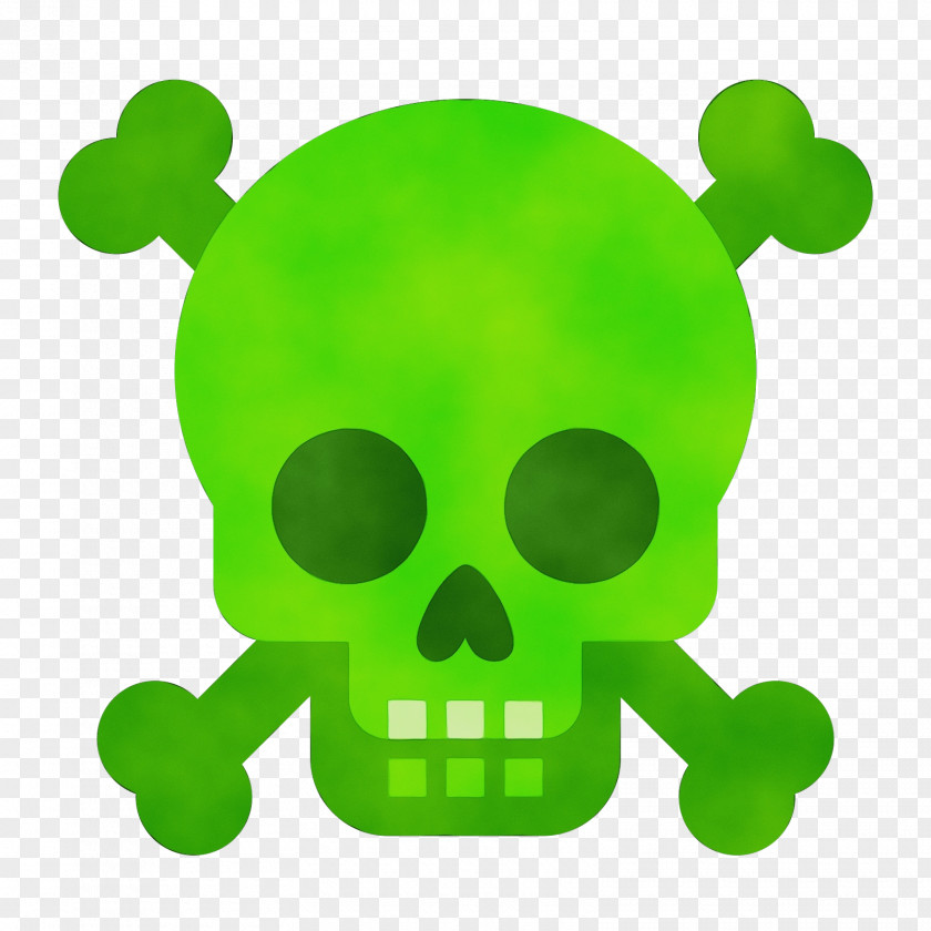 Skull Bone Green Clip Art PNG