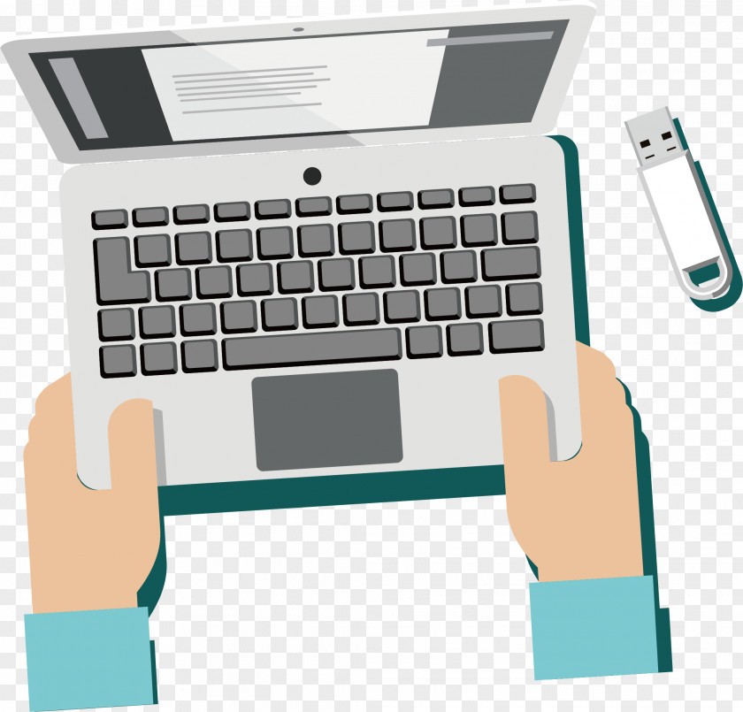 Vector Hand Computer Keyboard USB Flash Drive Download PNG