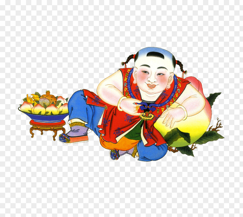 Festive Fuwa Lucky Boy Yangliuqing New Year Picture U6768u67f3u9752u5e74u753b Chinese U6728u7248u5e74u753b PNG