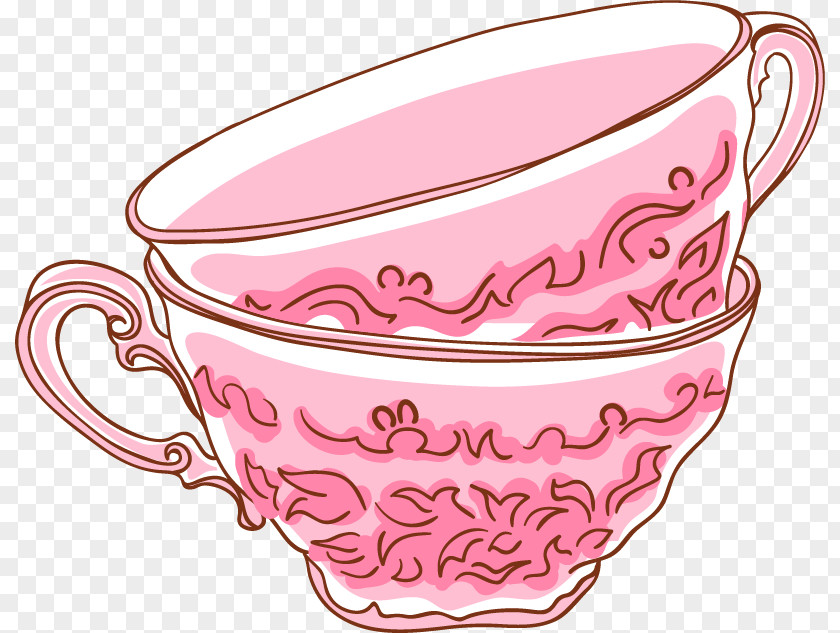 Pink Cute Cartoon Princess Fan Tea Cup Teacup Coffee Teaware PNG