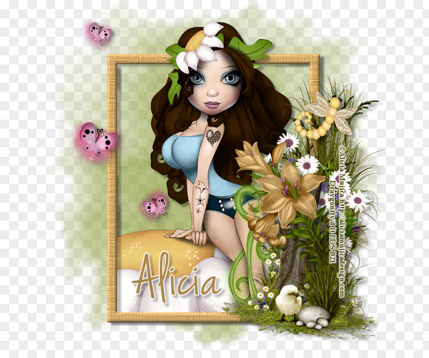 ALICIA MUJICA Brown Hair Flower Character PNG