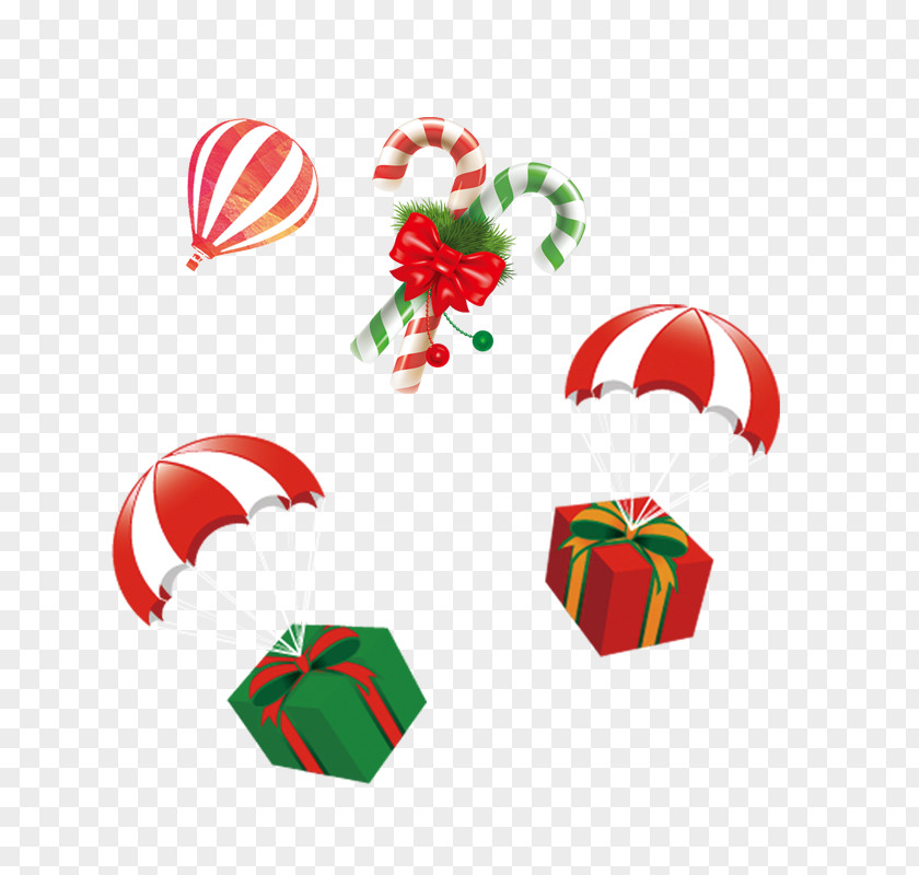 Christmas Gift Box Flying Candy Cane Lollipop Caramel PNG