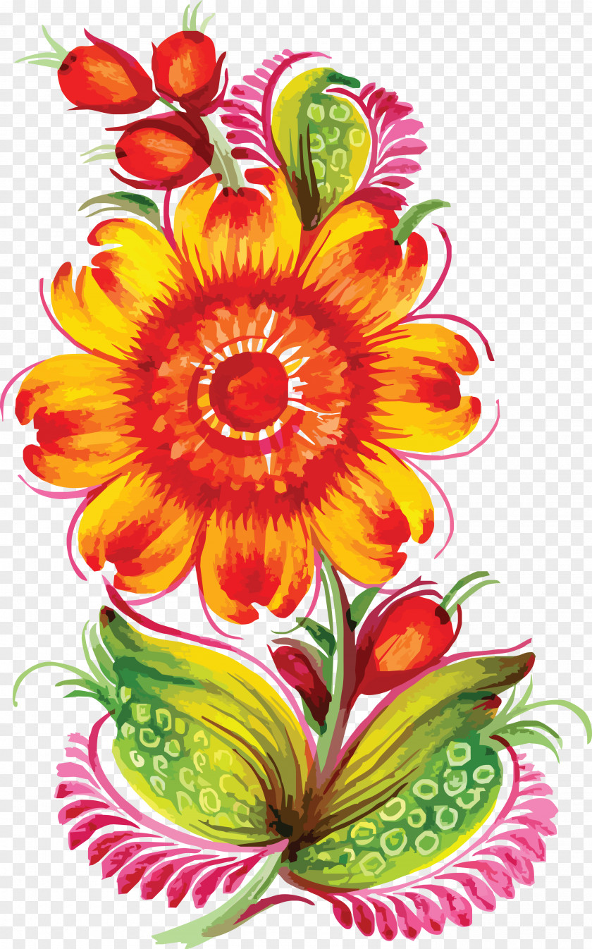 Hand Painted Flowers Painting Flower Cdr PNG