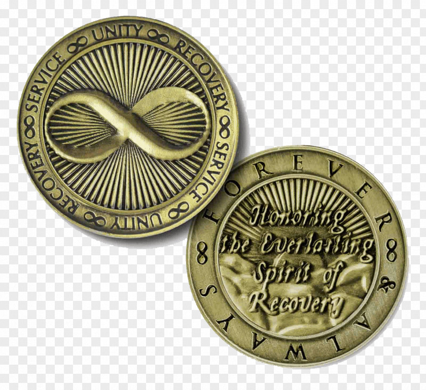 Narcotics Sobriety Coin Medal Bronze Alcoholics Anonymous PNG