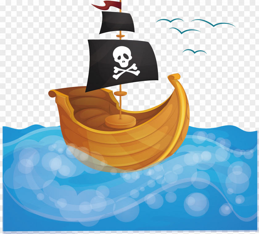 Pirate Ship In The Sea Piracy Boat PNG