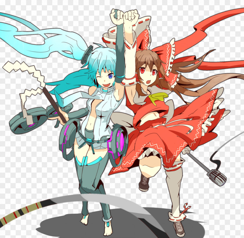 Safe Net Subterranean Animism Hatsune Miku Reimu Hakurei Vocaloid PNG