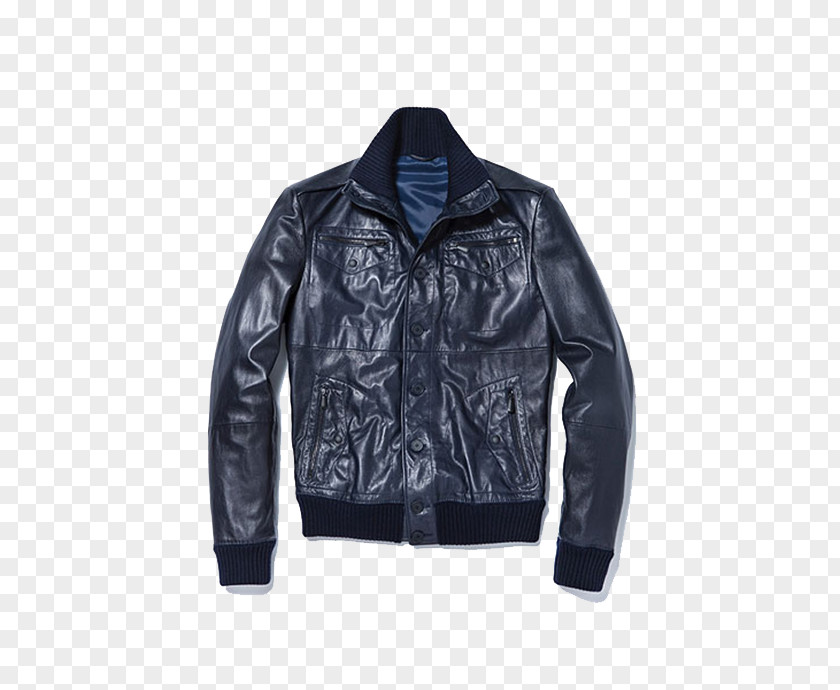 A Leather Jacket In Blue Flight MA-1 Bomber Coat Fashion PNG